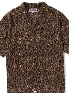 BAPE leopard open collar shirt